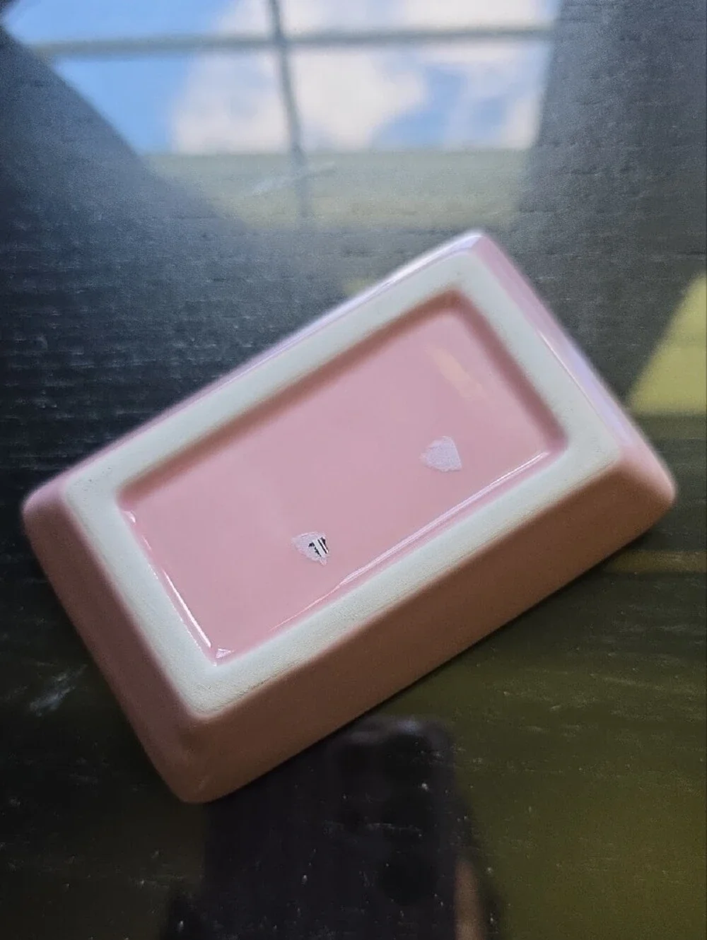 💚5/$20💚Pink Ceramic Trinket Dish with Red Heart